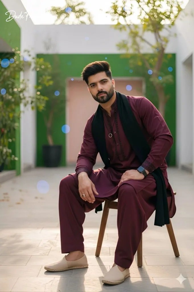 Burgundy Shalwar Kameez Portrait