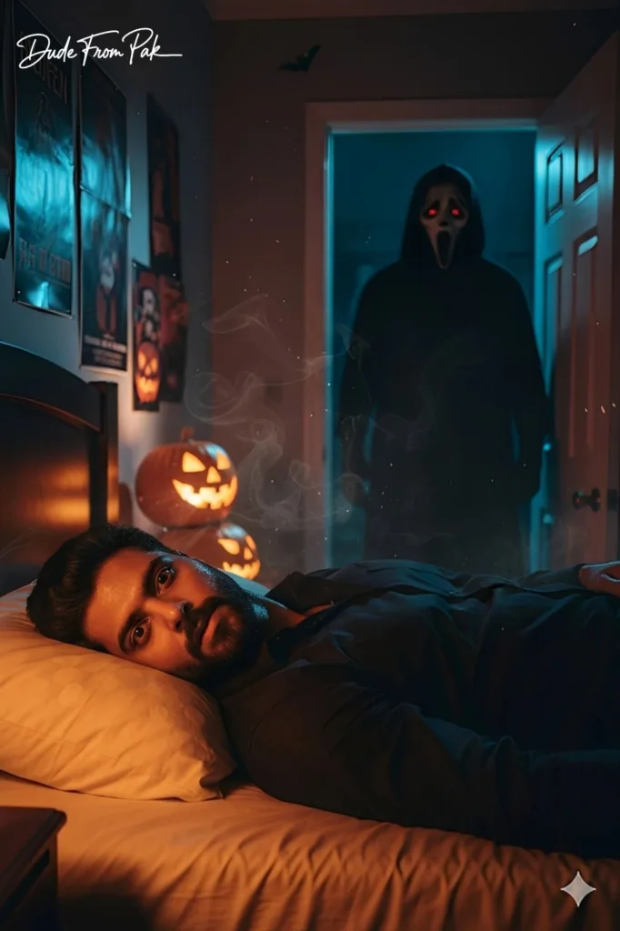 Ghostface emerges in the dark