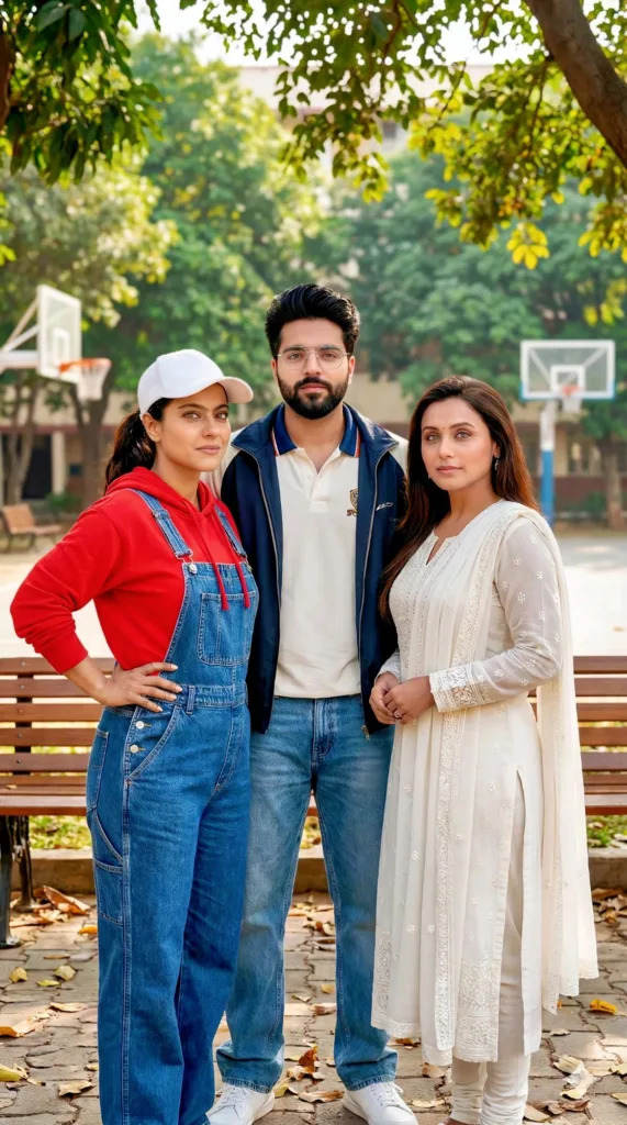 Kajol, Rani Mukerji, and hero