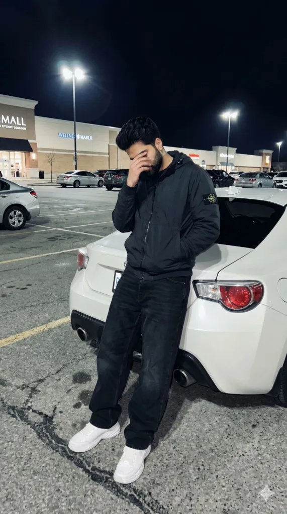 Quiet parking lot moment