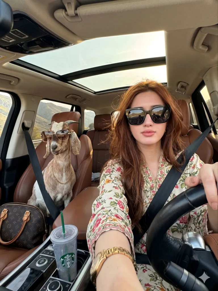 Female cinematic SUV selfie generated with Gemini AI
