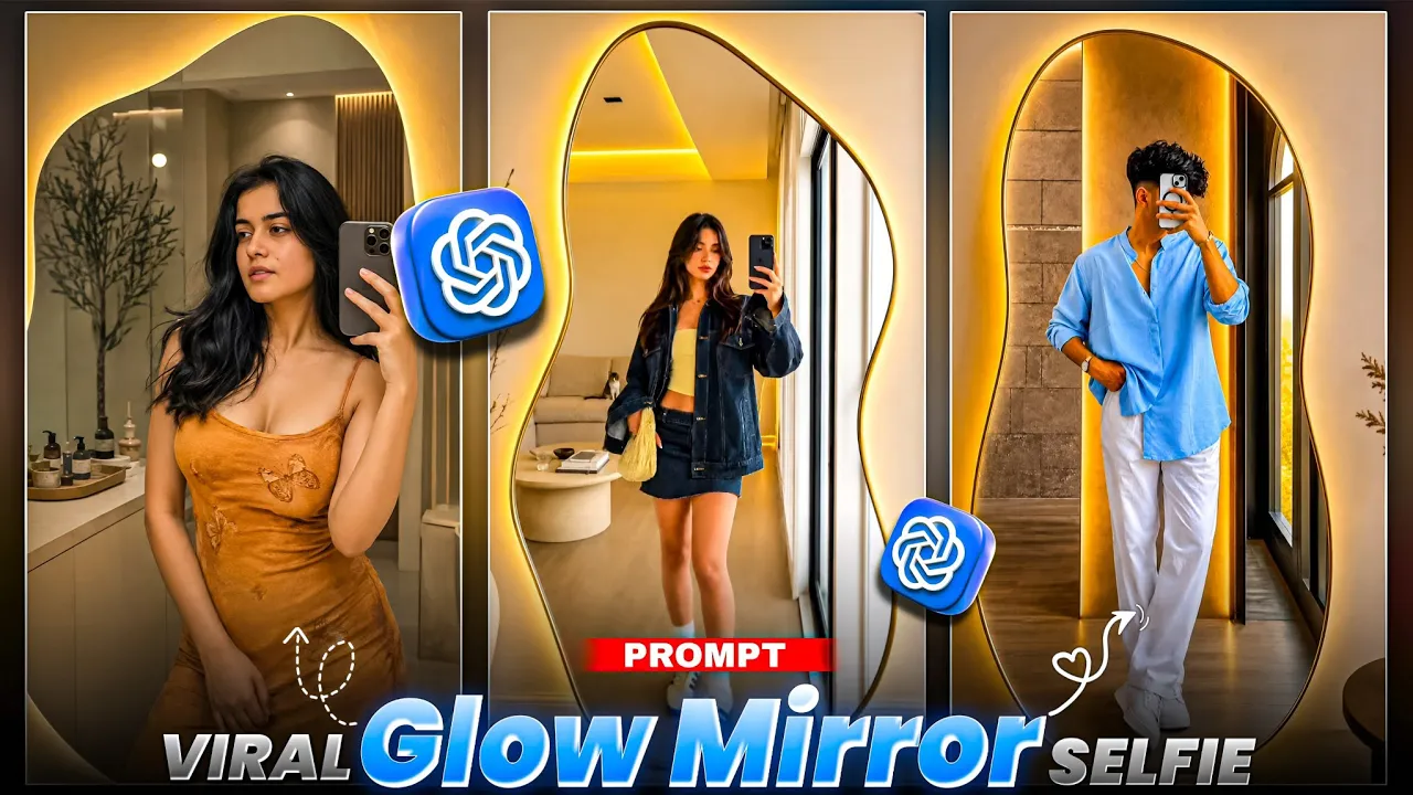 Mirror Selfie Photo Editing💮 Chatgpt Glow Mirror Photo Editing